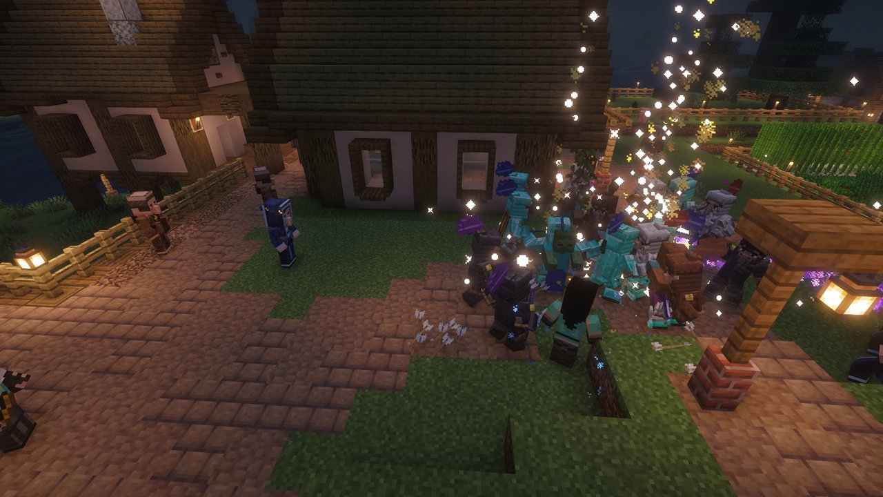 A mage's starfall raining down on a pack of zombies at night
